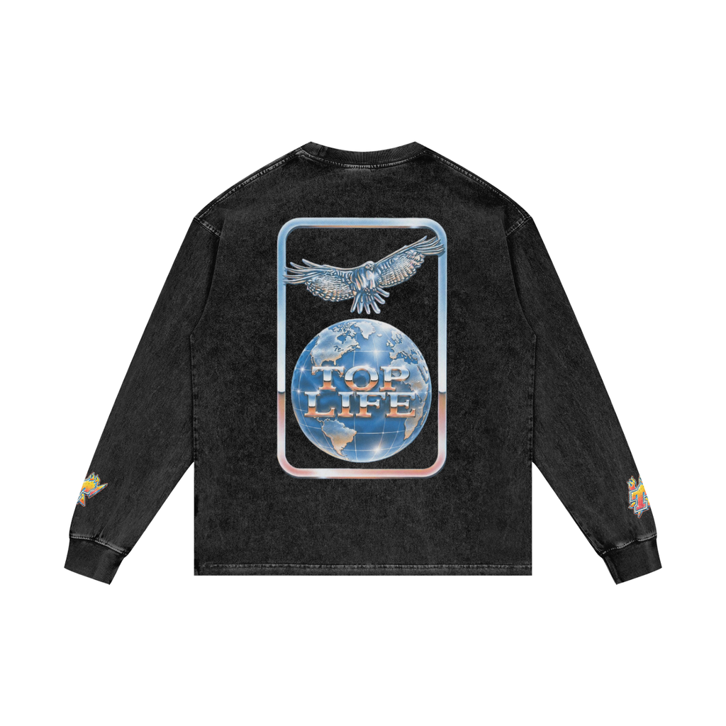 TopLife Acid Wash Oversized Long Sleeve
