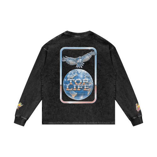 TopLife Acid Wash Oversized Long Sleeve
