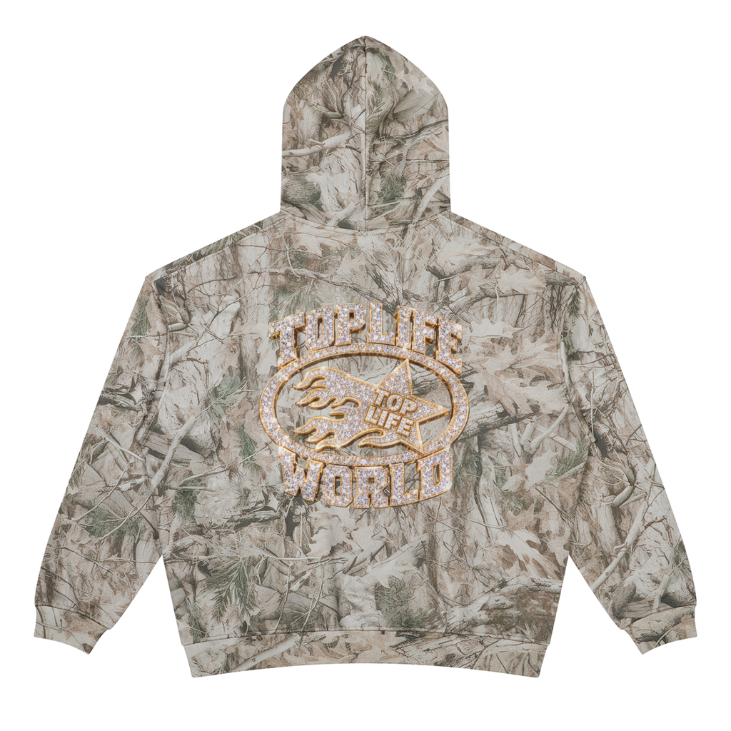 TopLife Bling Camo Oversized Fleece Tree Camo Hoodie