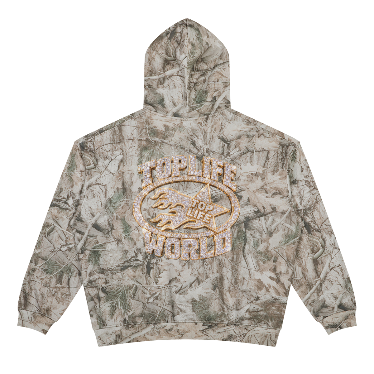 TopLife Bling Camo Oversized Fleece Tree Camo Hoodie