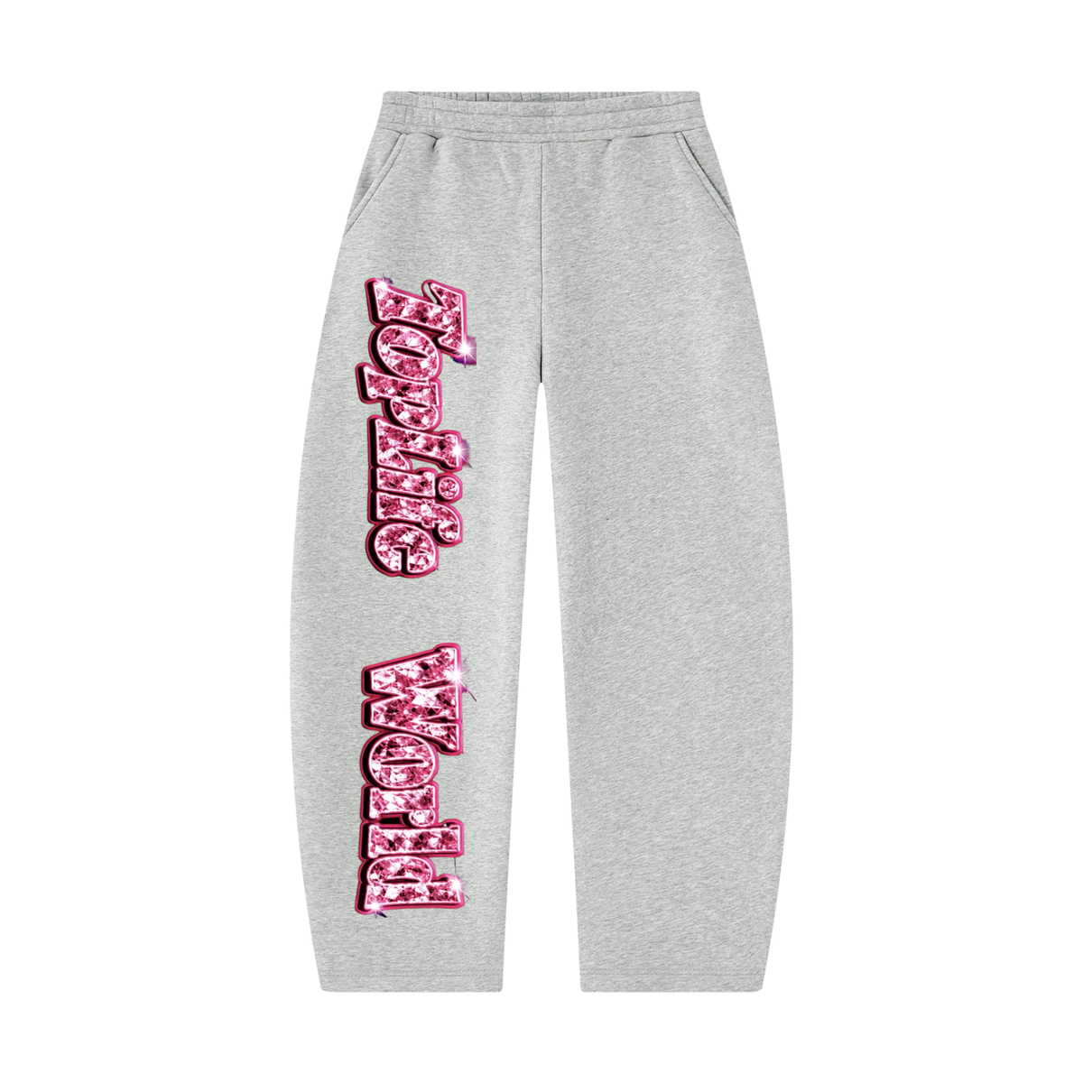 TopLife Pink Bling Unisex Barrel Leg Sweatpants