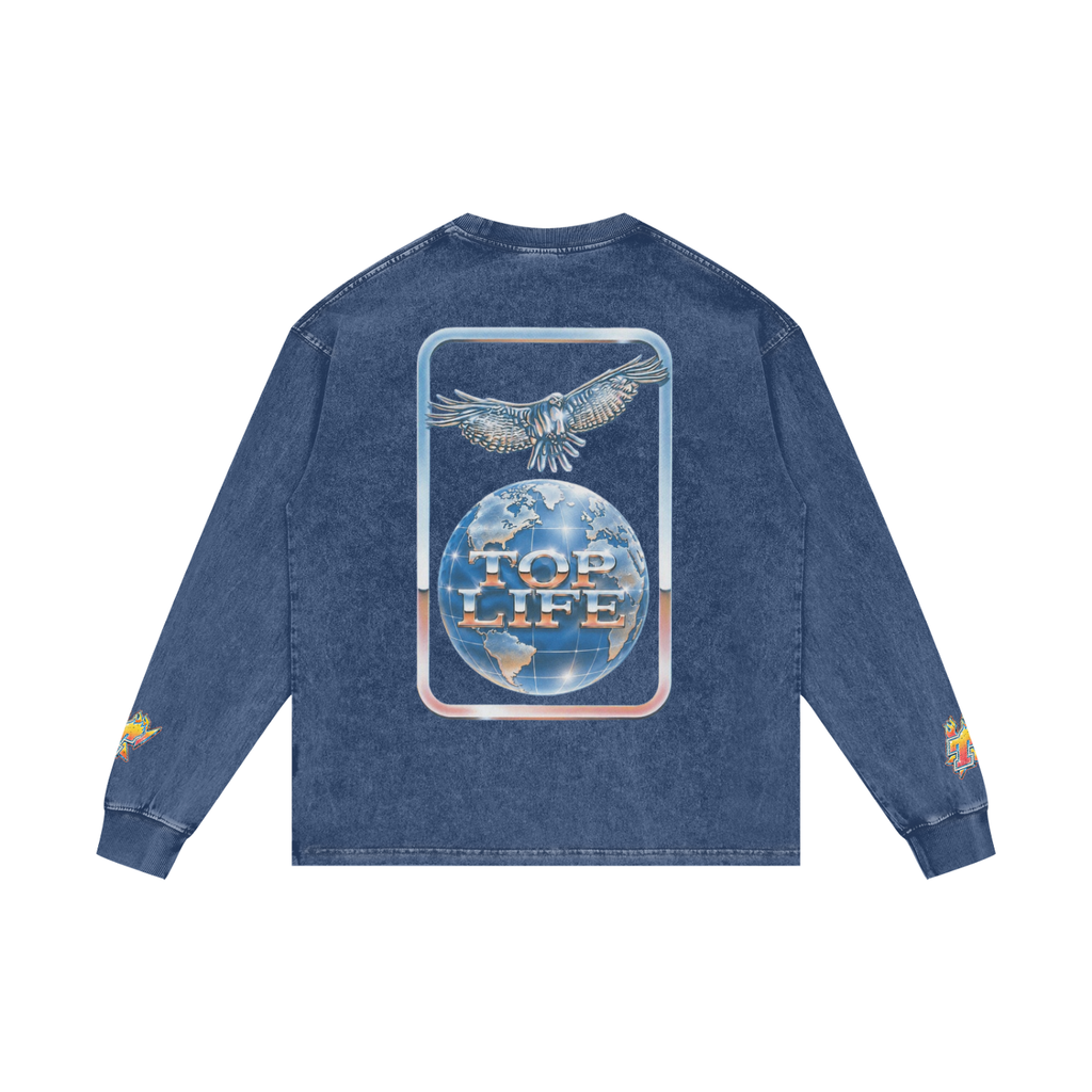 TopLife Acid Wash Oversized Long Sleeve