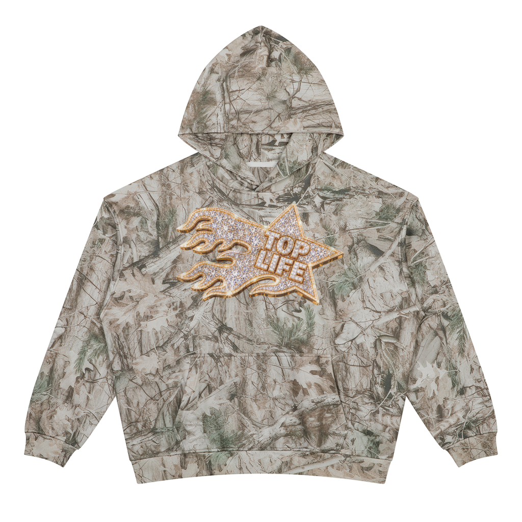 TopLife Bling Camo Oversized Fleece Tree Camo Hoodie